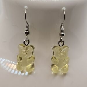 Candy Resin Gummy Bear Dangle‎ Novelty Food Earrings Yellow